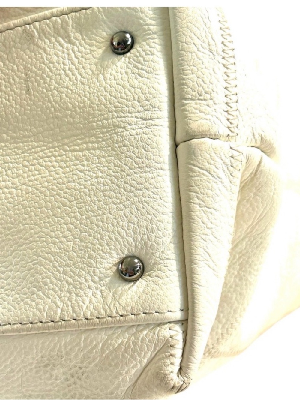 Authentic Chanel White Quilted Large Tote Bag with Top Handles Silver hardware - Picture 7 of 14